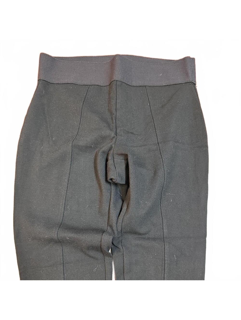 Hue Women Stretch Pull On Legging Black XS front seam wide smoothing waistband